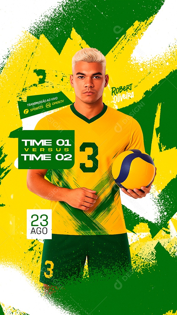 Story Campeonato de Vôlei Masculina Social Media PSD Editável