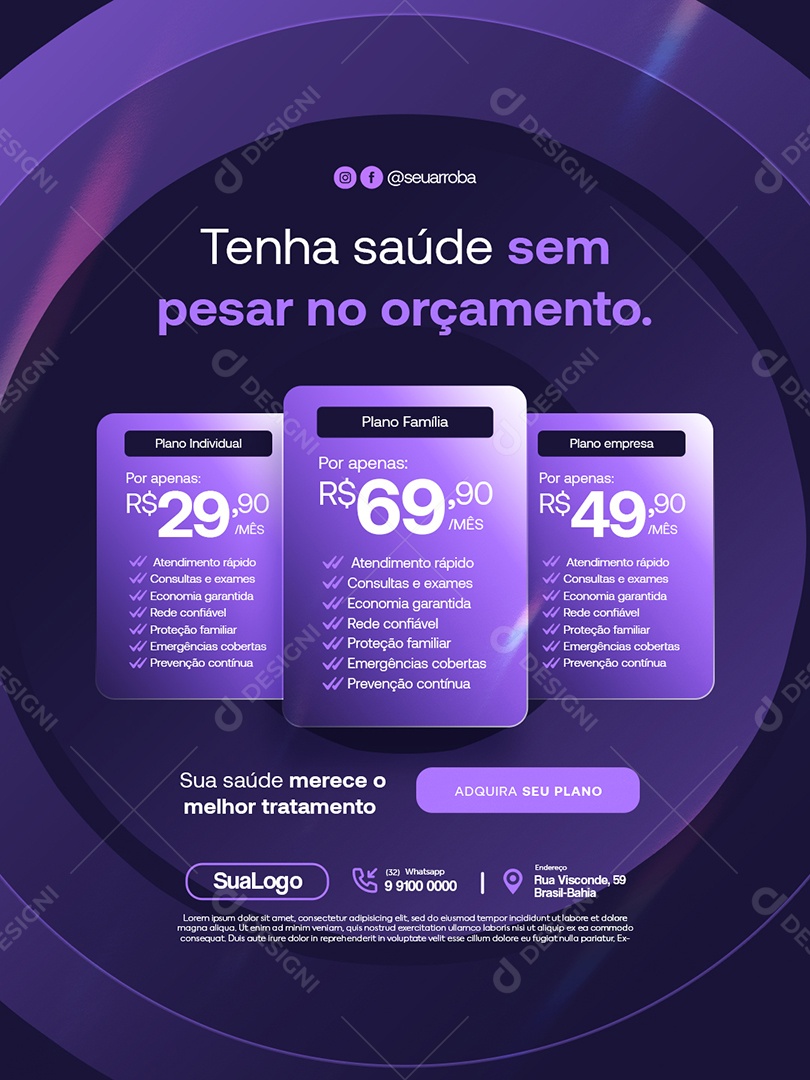 Convênio Médico Tenha Saúde Sem Pesar no Orçamento Social Media PSD Editável