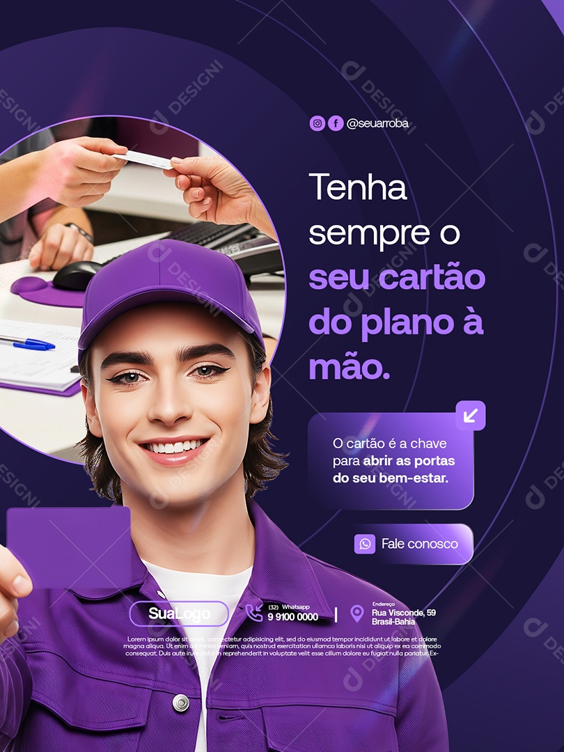 Convênio Médico Tenha Sempre o Seu Cartão do Plano à Mão Social Media PSD Editável