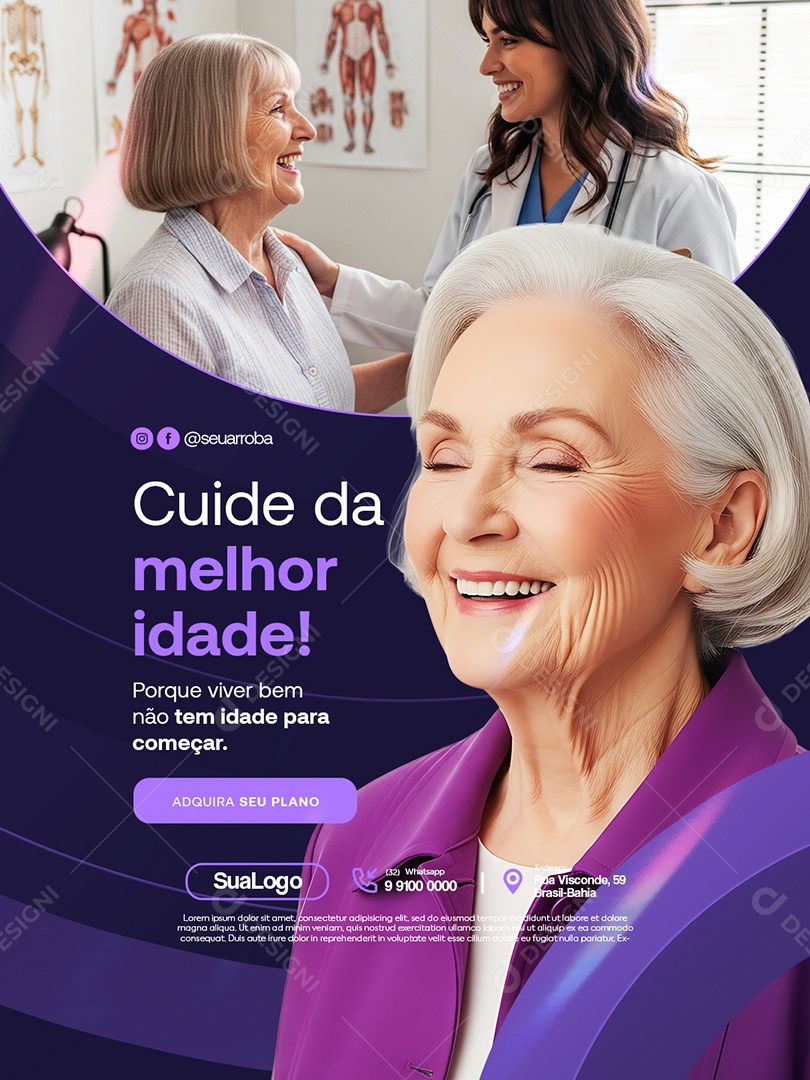 Convênio Médico Cuide da Melhor Idade Social Media PSD Editável