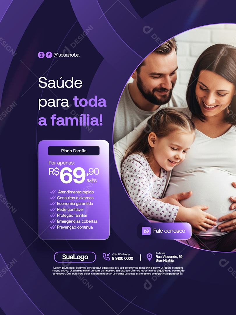 Convênio Médico Saúde para Toda a Família Social Media PSD Editável