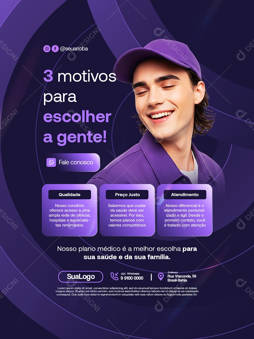 Convênio Médico Três Motivos para Escolher a Gente Social Media PSD Editável