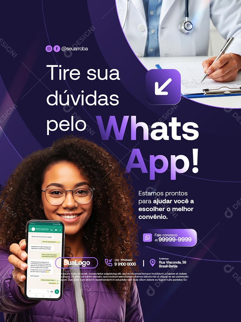 Convênio Médico Tire sua Dúvidas pelo WhatsApp Social Media PSD Editável