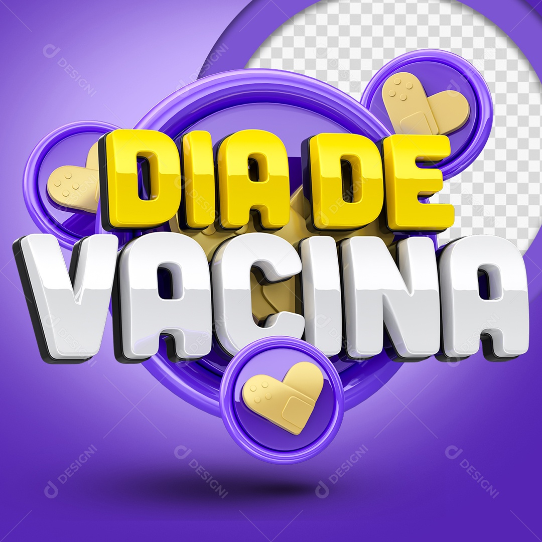 Dia de Vacina Selo 3D para Composição PSD