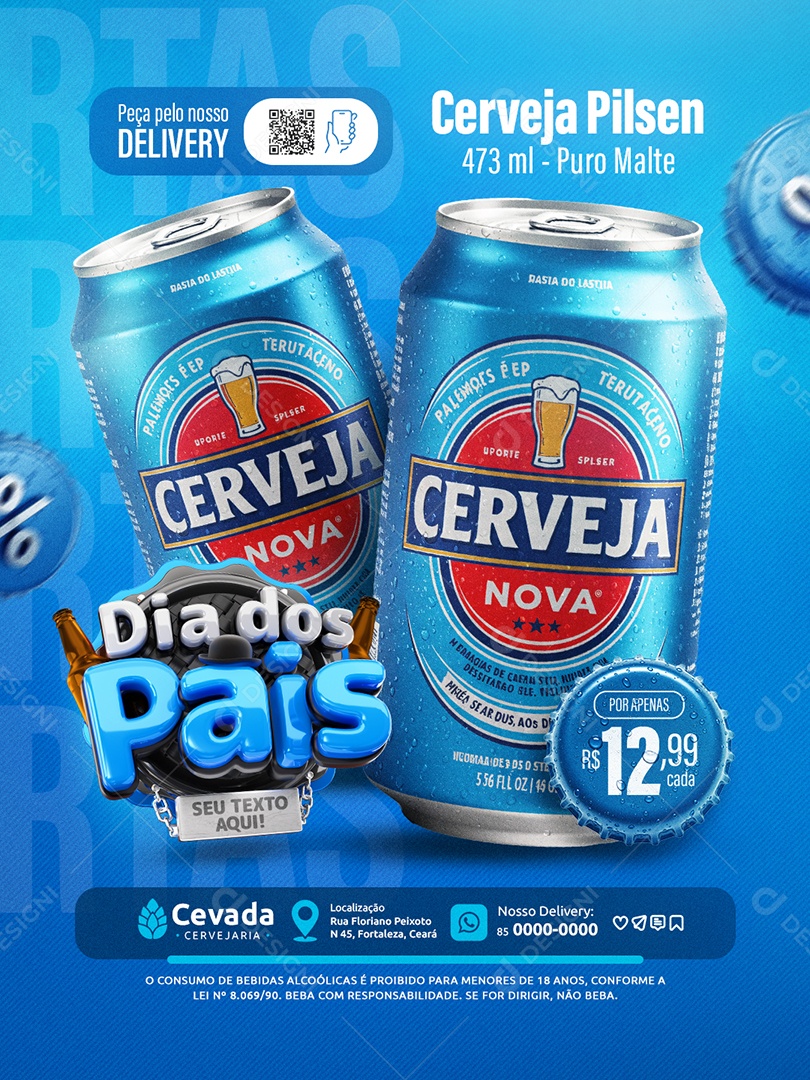 Dia dos Pais Cervejaria Peça Pelo Nosso Delivery Social Media PSD Editável