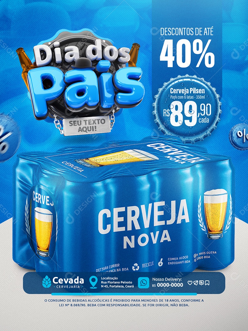 Dia dos Pais Cervejaria Descontos de Até 40% Social Media PSD Editável