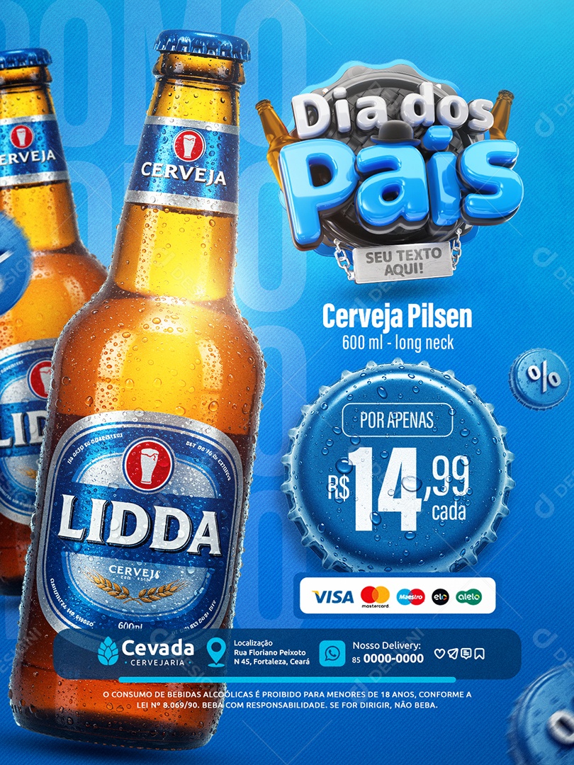 Dia dos Pais Cervejaria Cerveja Pilsen Social Media PSD Editável