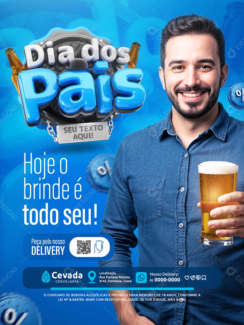 Dia dos Pais Cervejaria Hoje o Brinde é Todo Seu Social Media PSD Editável