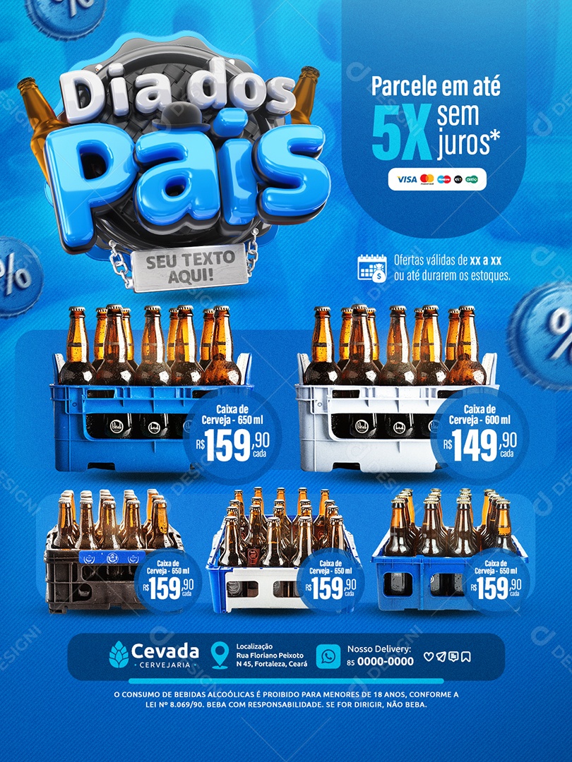 Dia dos Pais Cervejaria Parcele em Até 5x Sem Juros Social Media PSD Editável