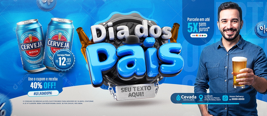 Banner Dia dos Pais Cervejaria Cerveja Nova Social Media PSD Editável