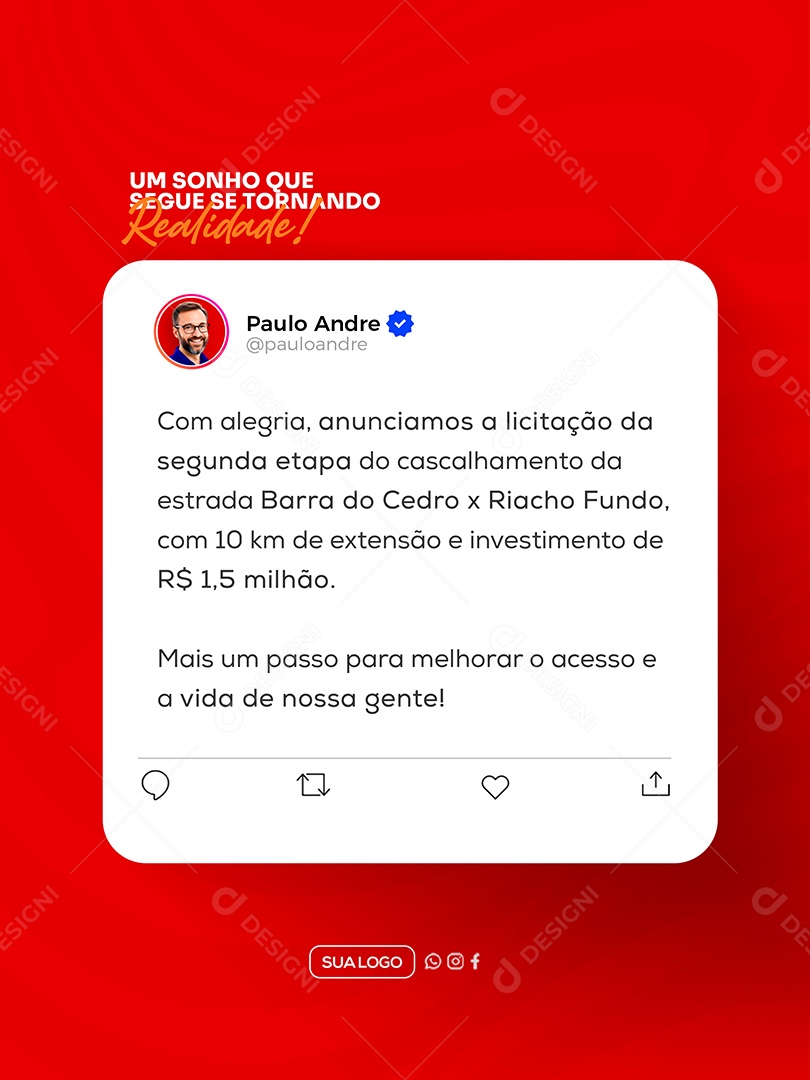 Post do Instagram Social Media PSD Editável