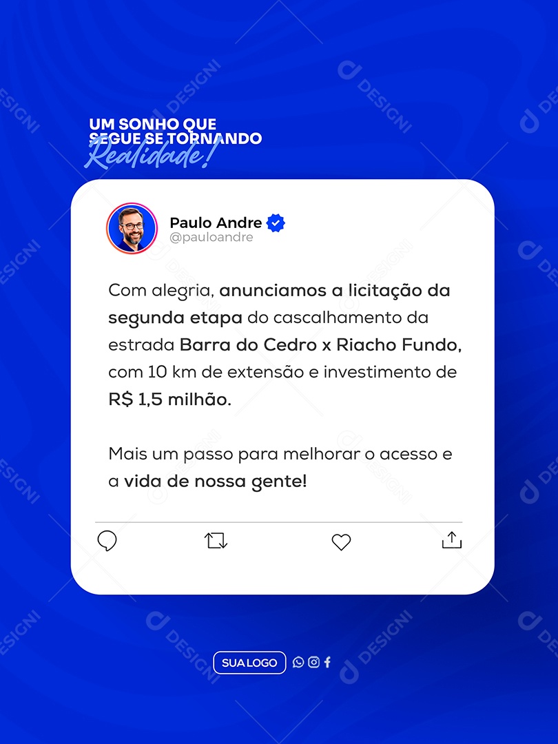 Post do Instagram Social Media PSD Editável