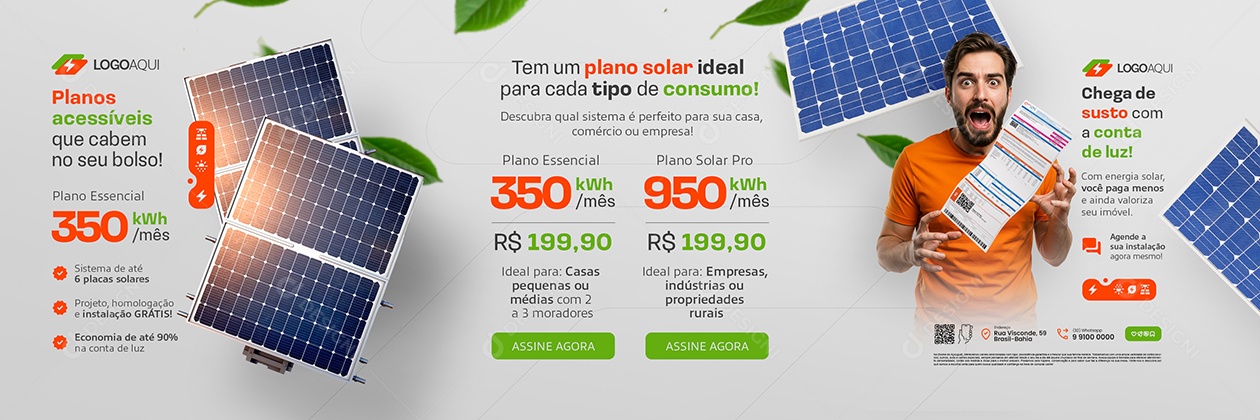 Carrossel Energia Solar Planos Acessíveis Social Media PSD Editável