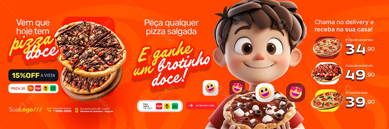 Carrossel Pizzaria Peça Qualquer Pizza Salgada Social Media PSD Editável