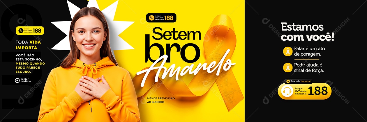 Carrossel Setembro Amarelo Mês de Prevenção ao Suicídio Social Media PSD Editável