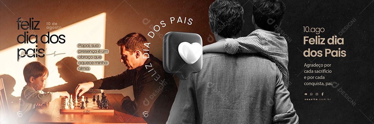 Carrossel Feliz Dia dos Pais 10 de Agosto Social Media PSD Editável