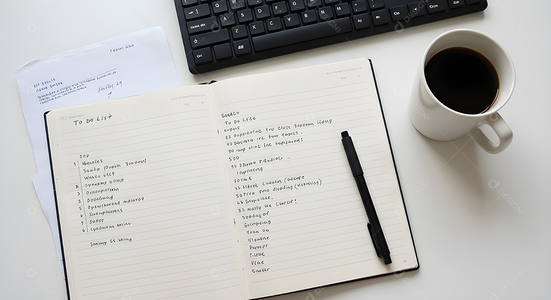 Imagem mostra uma mesa de trabalho ou estudo organizada