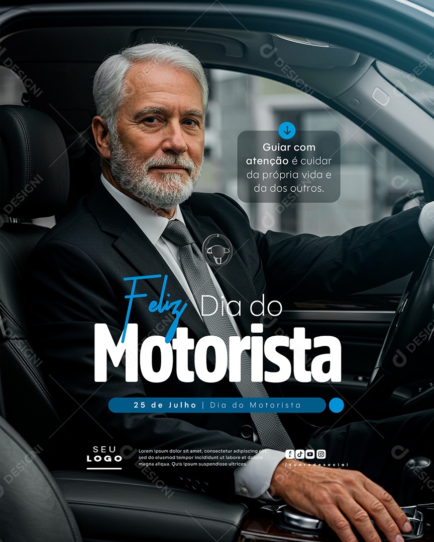 Feliz Dia do Motorista 25 de Julho Social Media PSD Editável