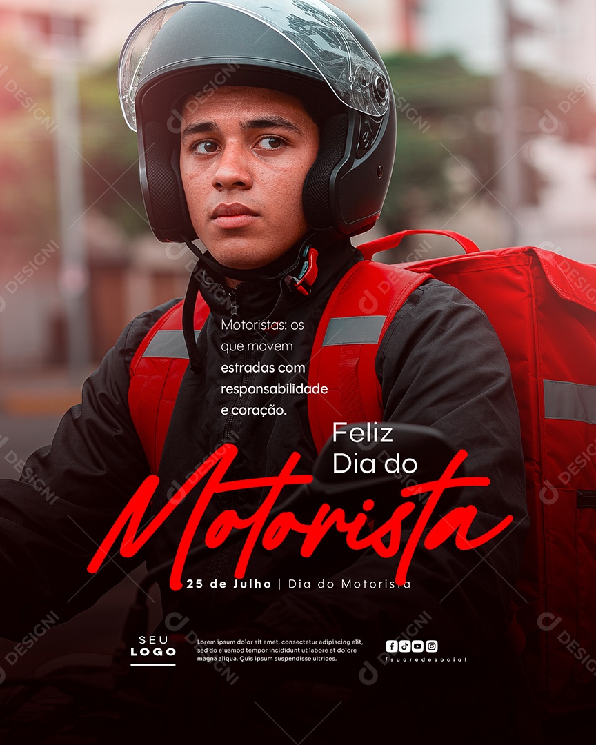 Feliz Dia do Motorista 25 de Julho Social Media PSD Editável