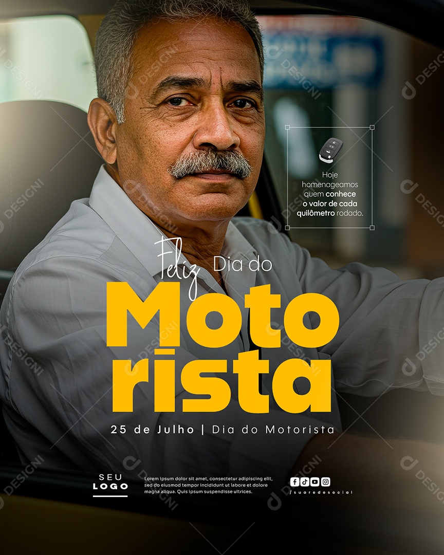 Feliz Dia do Motorista 25 de Julho Social Media PSD Editável