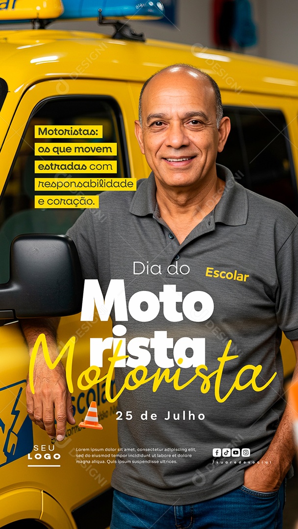 Story Feliz Dia do Motorista 25 de Julho Social Media PSD Editável