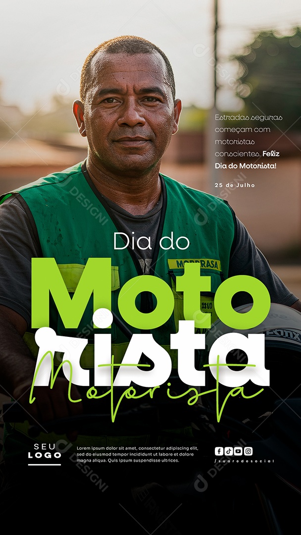 Story Feliz Dia do Motorista 25 de Julho Social Media PSD Editável