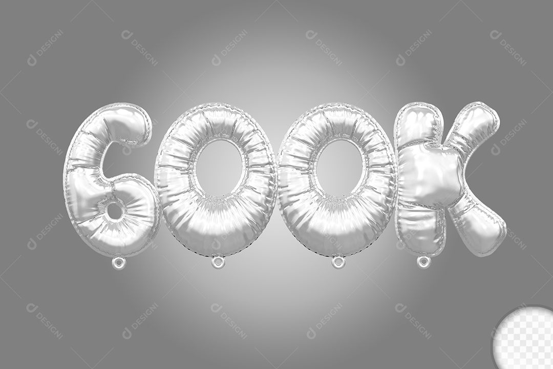 Balão de Número 600K Prata Elemento 3D Para Composição PSD