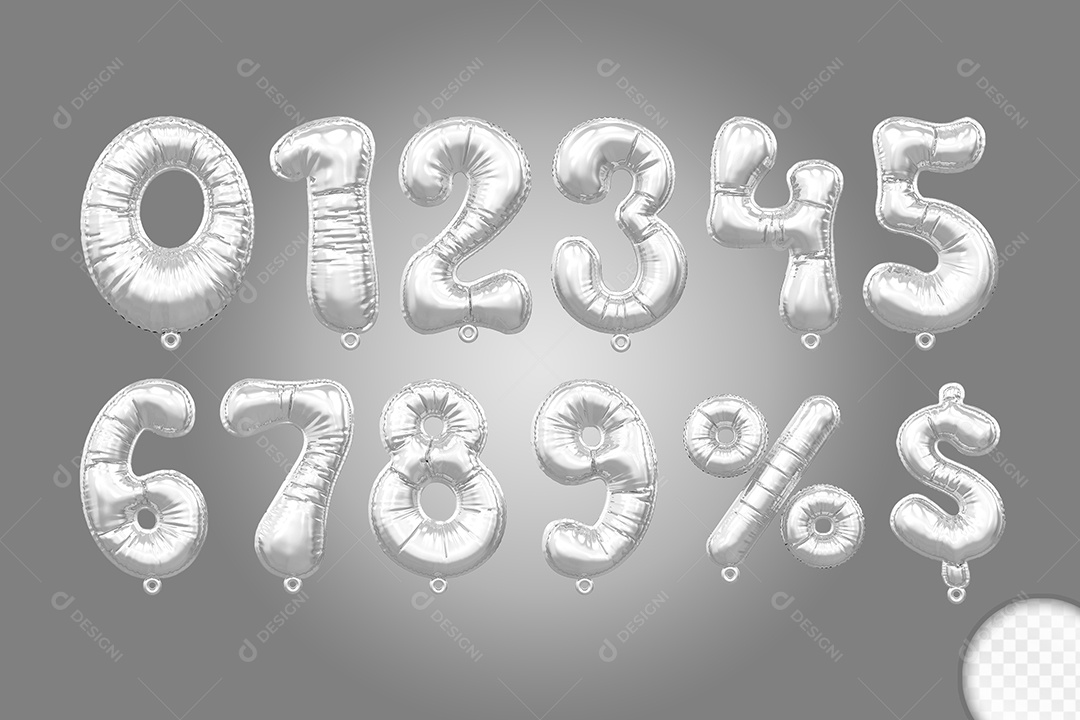 Conjunto de Números Elemento 3D Para Composição PSD