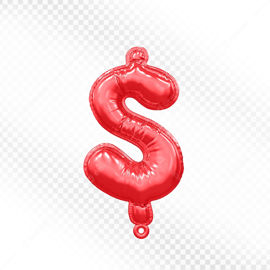Balão Vermelho de Cifrão Elemento 3D Para Composição PSD