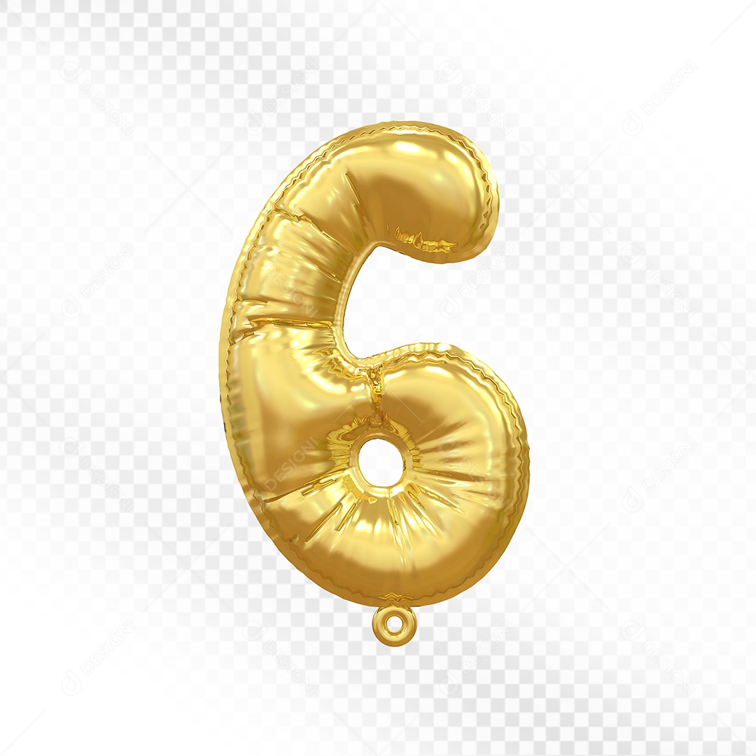 Balão Dourado De 6% Desconto Elemento 3D Para Composição PSD