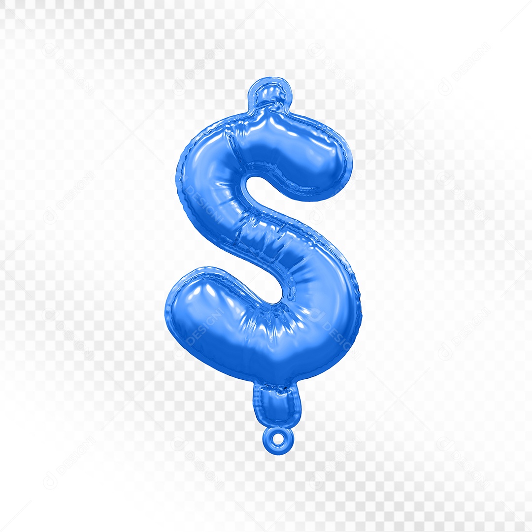 Cifrão $ Azul Elemento 3D  Para Composição PSD