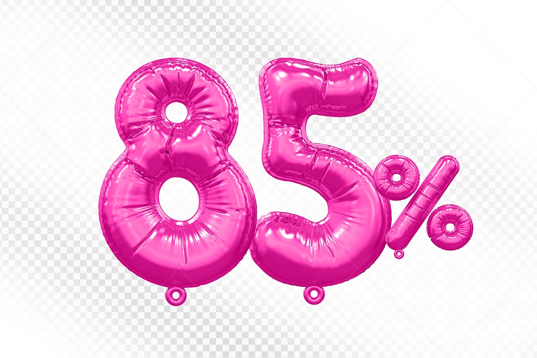 Balão Rosa 85% Desconto Elemento 3D Para Composição PSD