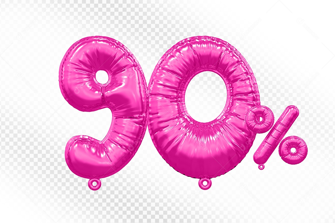 Balão Rosa 90% Desconto Elemento 3D Para Composição PSD