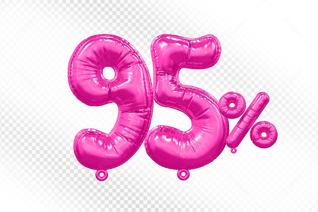 Balão Rosa 95% Desconto Elemento 3D Para Composição PSD