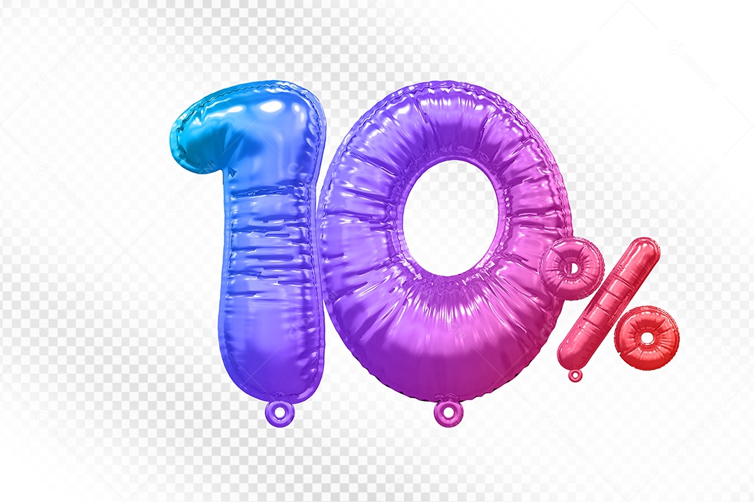 Balão Colorido 10% de Desconto Elemento 3D Para Composição PSD