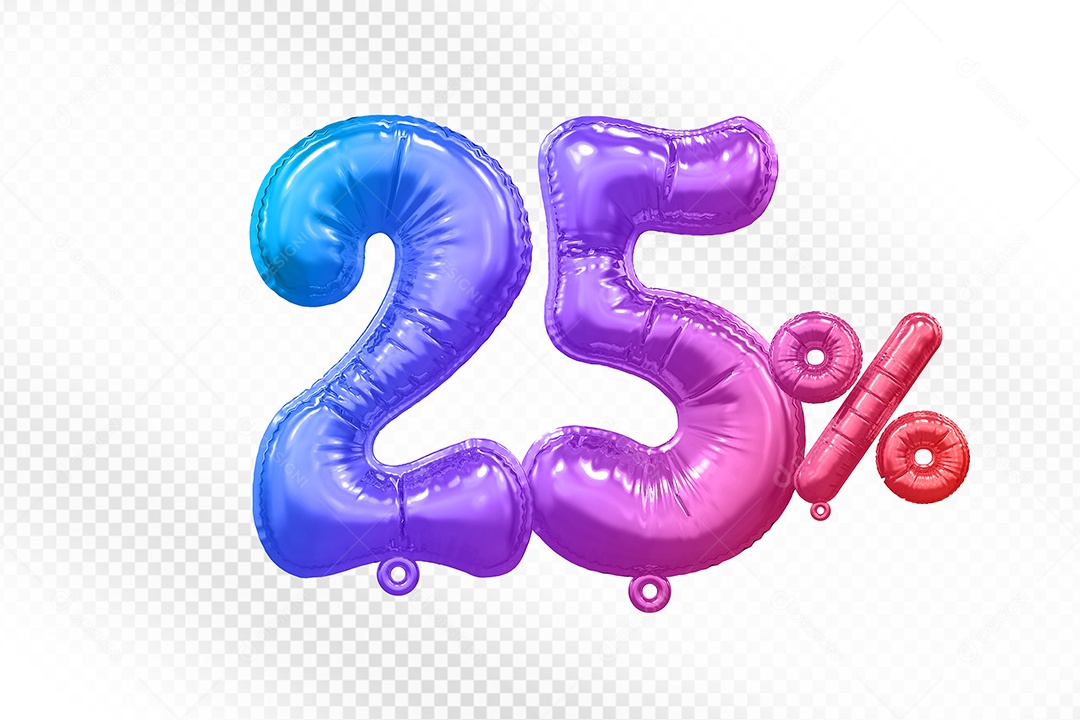 Balão Colorido 25% de Desconto Elemento 3D Para Composição PSD