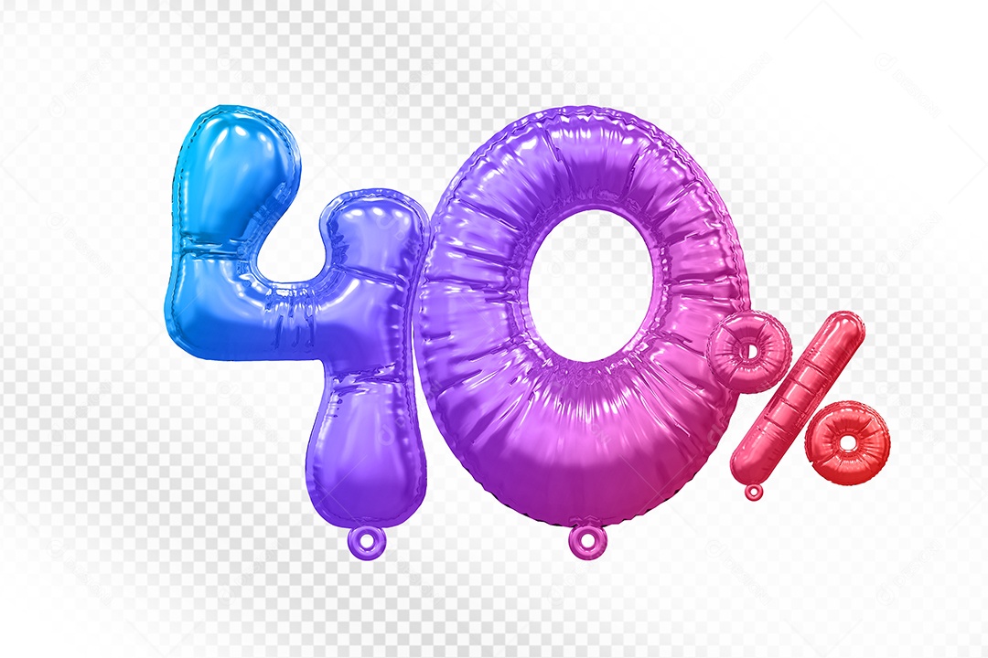 Balão Colorido 40% de Desconto Elemento 3D Para Composição PSD