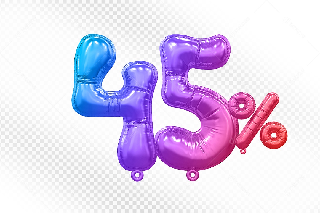 Balão Colorido 45% de Desconto Elemento 3D Para Composição PSD