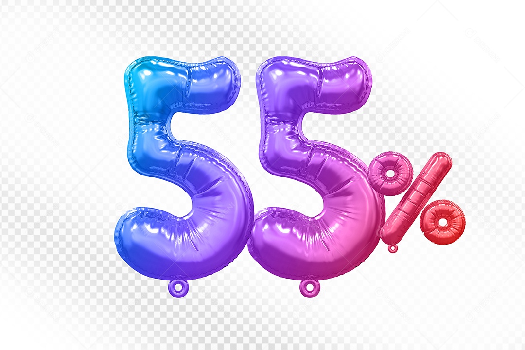 Balão Colorido 55% de Desconto Elemento 3D Para Composição PSD