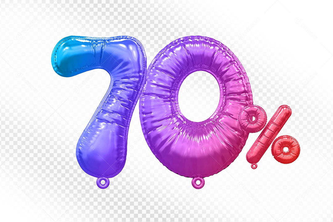 Balão Colorido 70% de Desconto Elemento 3D Para Composição PSD