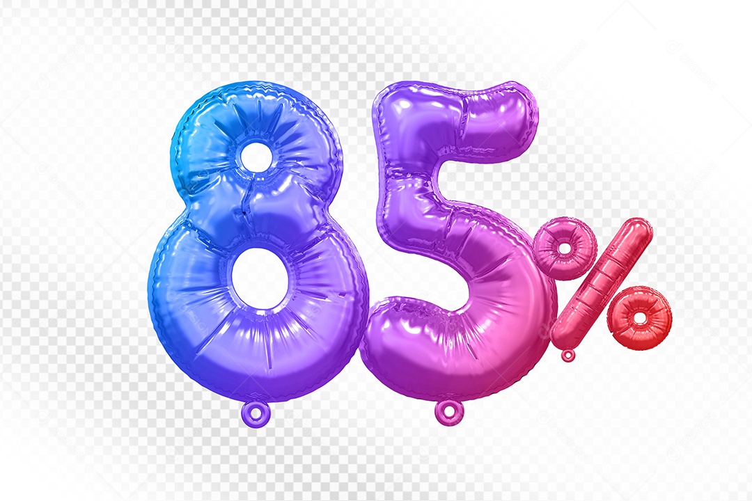 Balão Colorido 85% de Desconto Elemento 3D Para Composição PSD