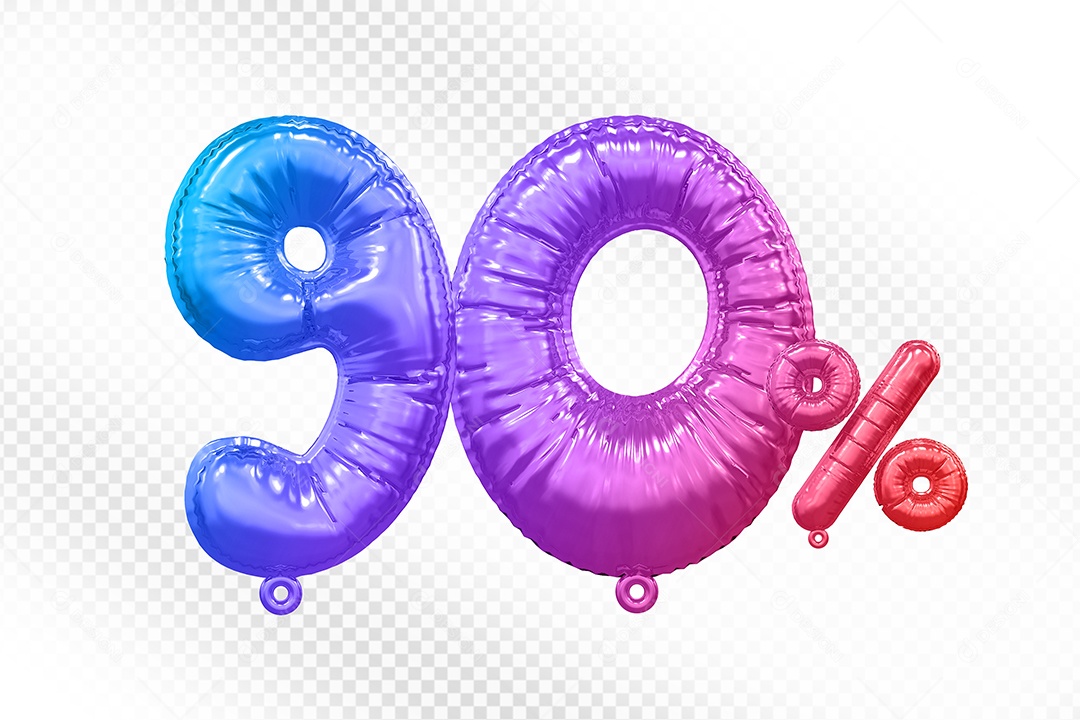 Balão Colorido 90% de Desconto Elemento 3D Para Composição PSD