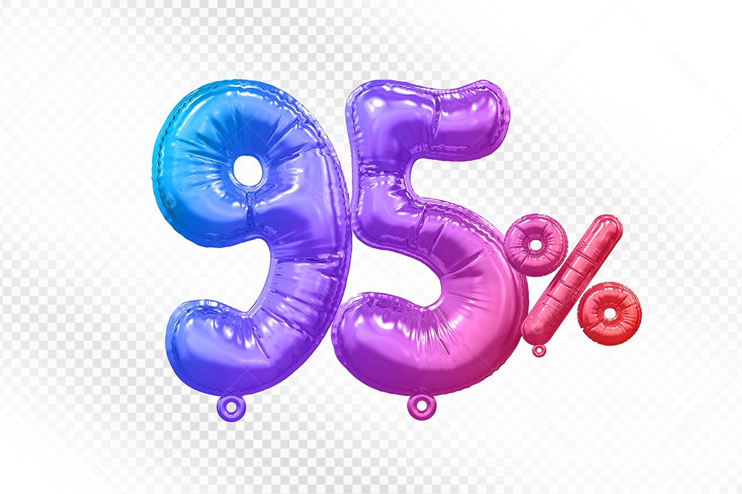 Balão Colorido 95% de Desconto Elemento 3D Para Composição PSD