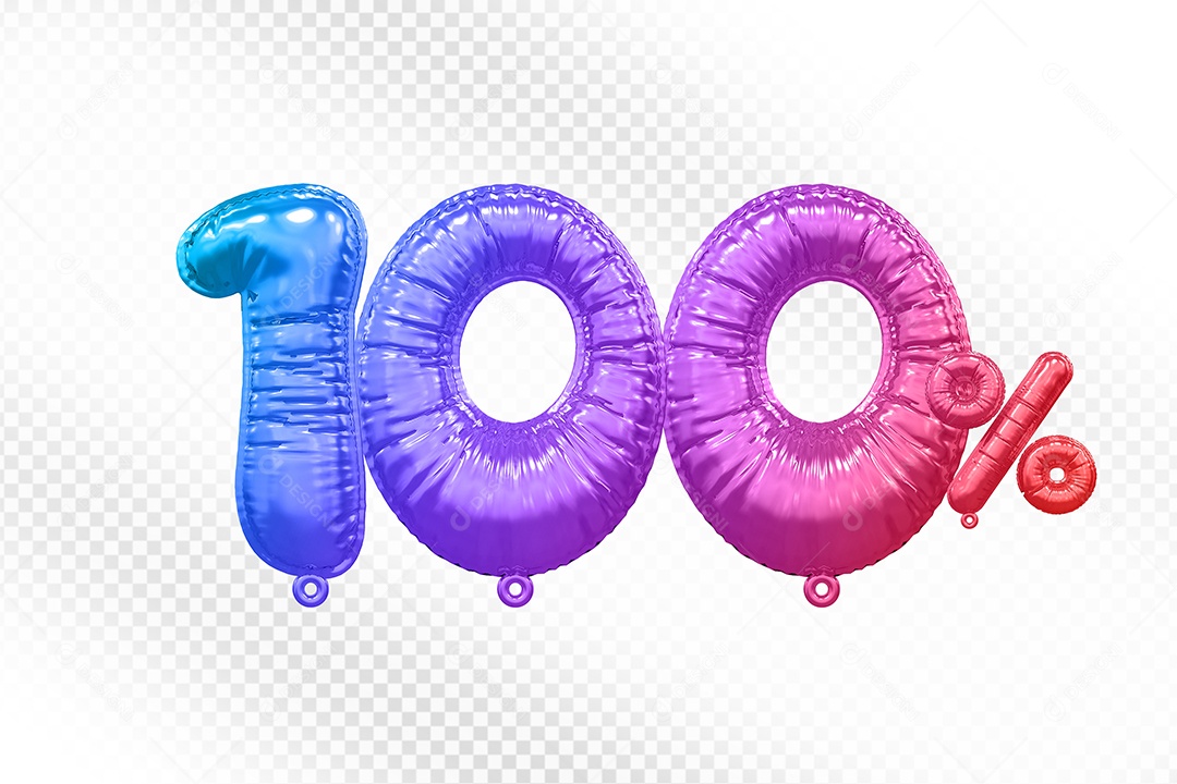 Balão Colorido 100% de Desconto Elemento 3D Para Composição PSD