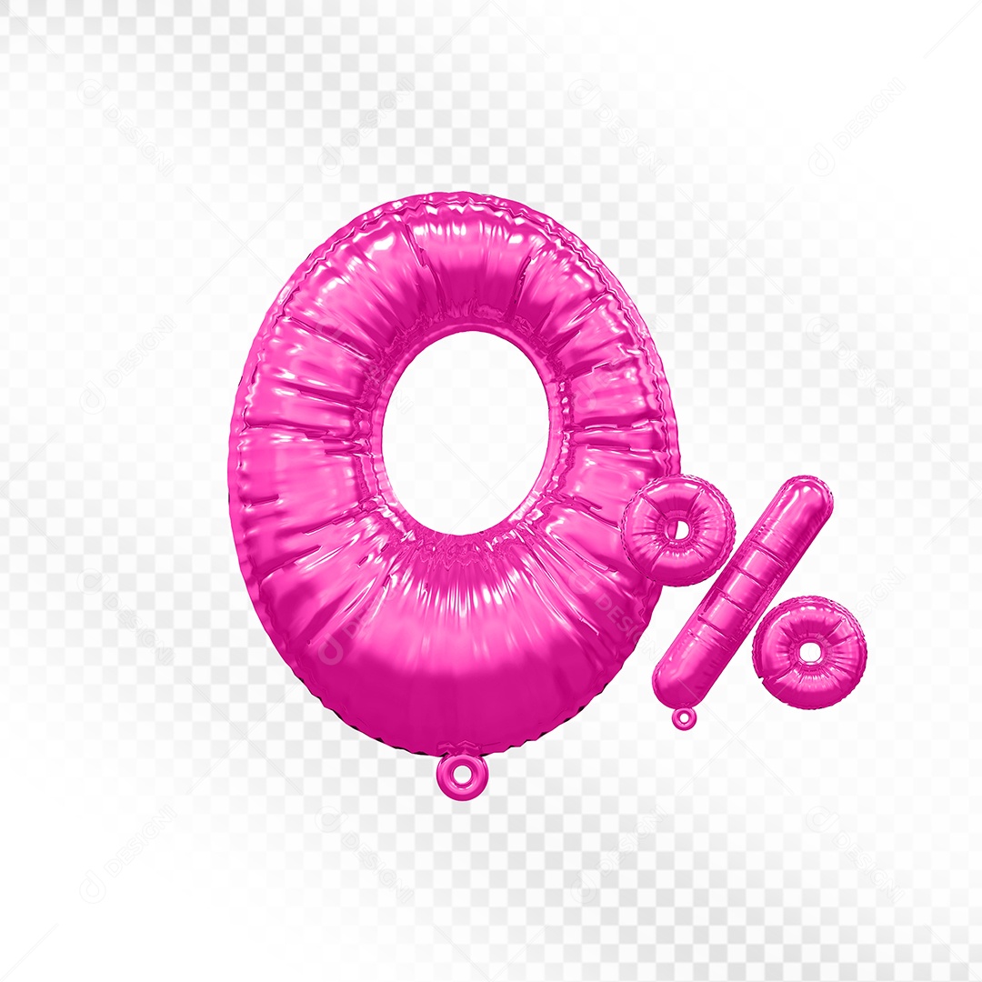 Balão Rosa 0% de Desconto Elemento 3D Para Composição PSD