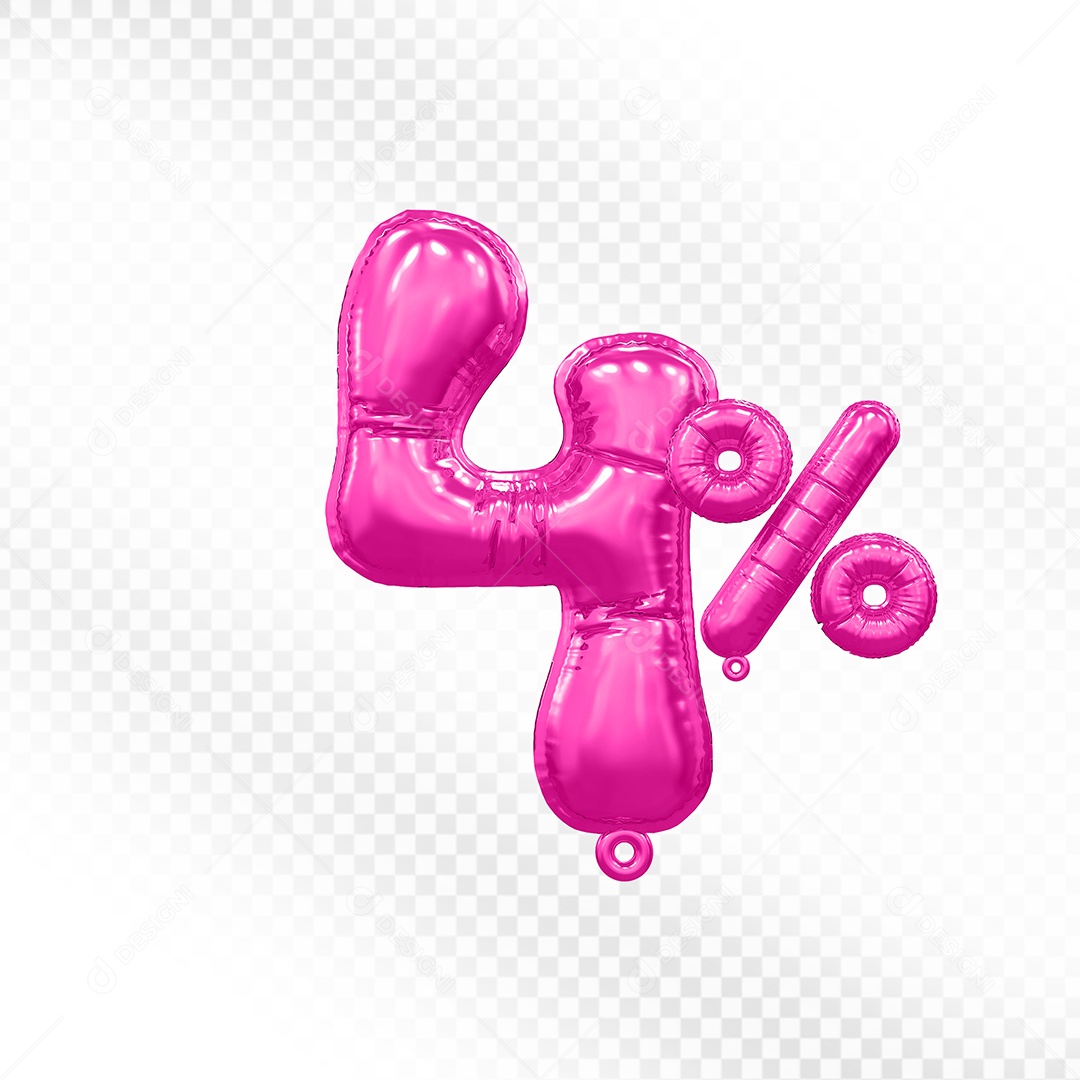 Balão Rosa 4% de Desconto Elemento 3D Para Composição PSD