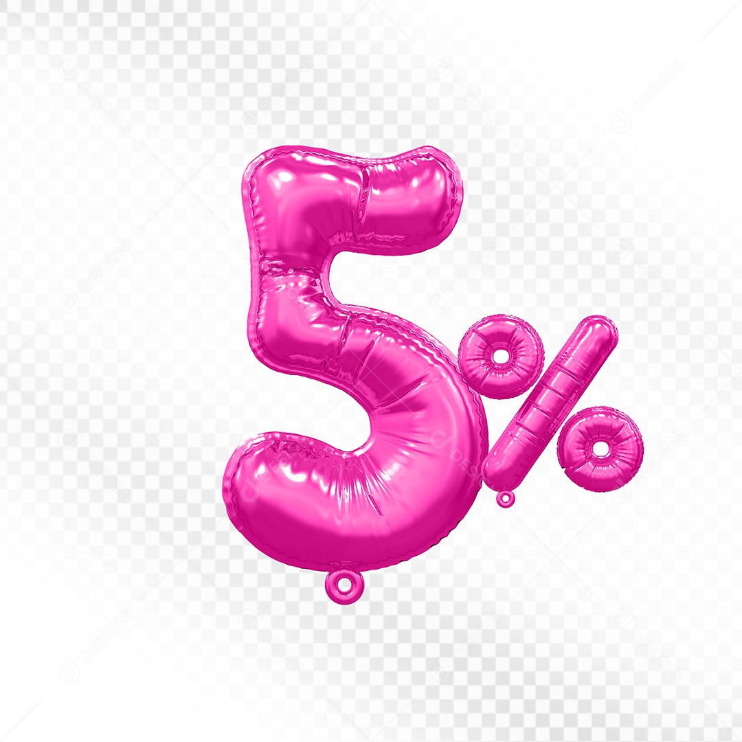 Balão Rosa 5% de Desconto Elemento 3D Para Composição PSD