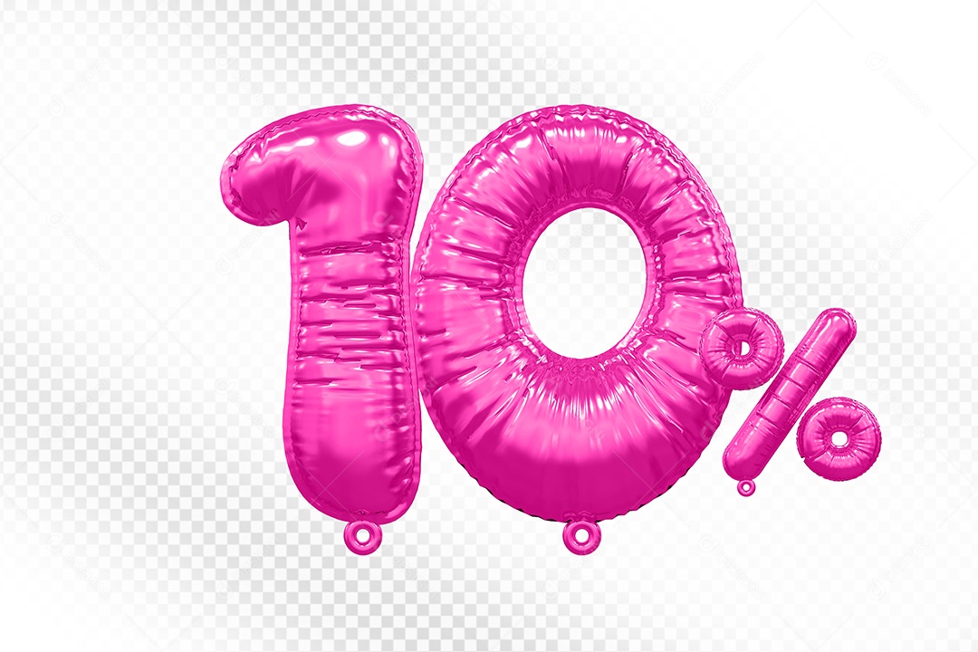 Balão Rosa 10% de Desconto Elemento 3D Para Composição PSD