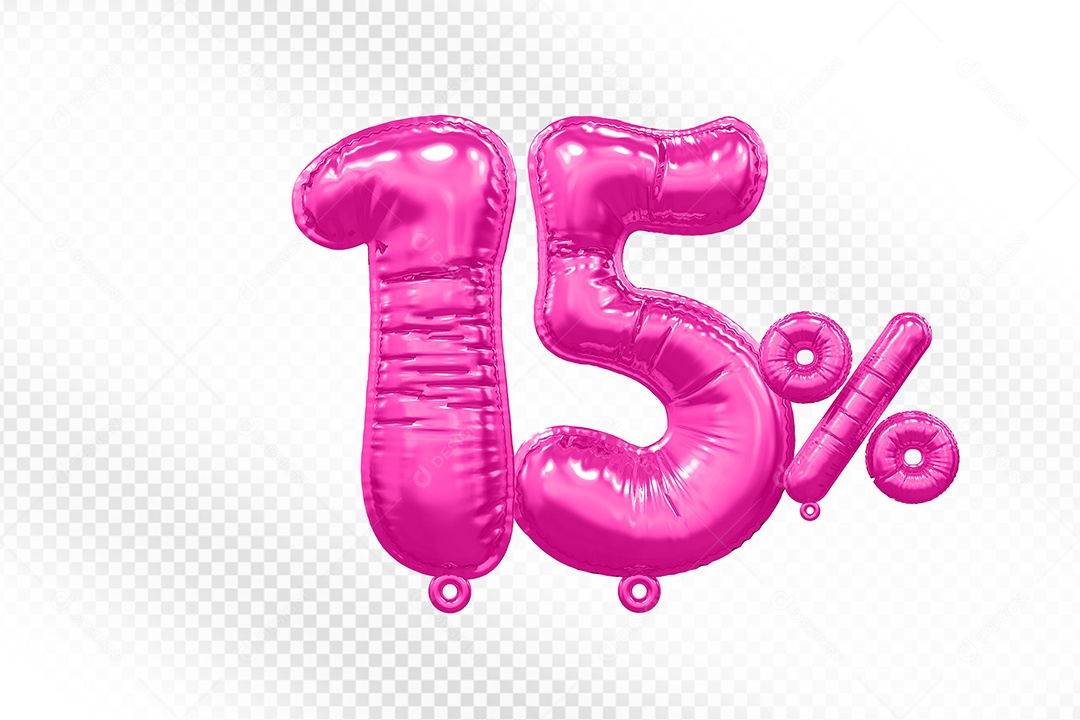 Balão Rosa 15% de Desconto Elemento 3D Para Composição PSD