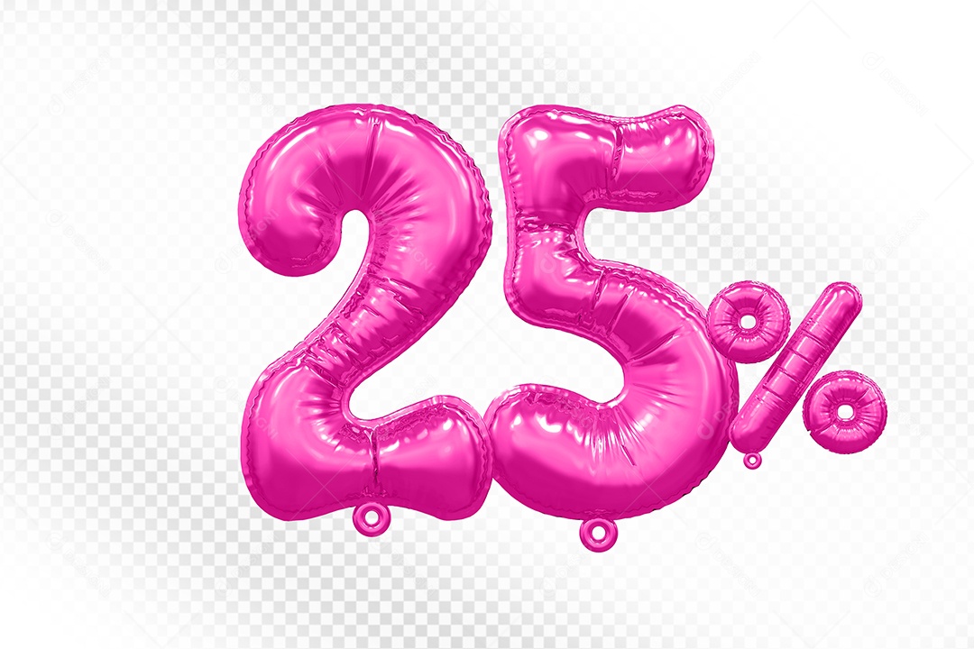 Balão Rosa 25% de Desconto Elemento 3D Para Composição PSD